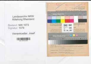 Entnazifizierung Josef Vienenkoetter , geb. 03.07.1894 (Geschaeftsfuehrer)