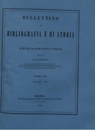 Tomo XII. Dicembre 1879.