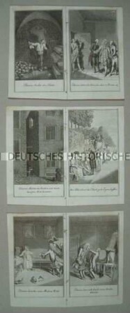 Illustrationen (Blatt 3, 5, 6, 7, 8, 10 von 12) von D. Berger nach Daniel Nikolaus Chodowiecki zu "Blaise Gaulard".