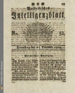 No. 52. Dienstag den 25 December 1804