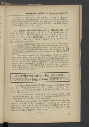 Correspondenzblatt der Generalkommission