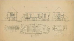 Döllgast, Hans; Marktsteft, Hauptstr. 27; Evang.-Luth. Pfarrkirche - Decke; Empore; Sakristei (Grundrisse; Schnitte)