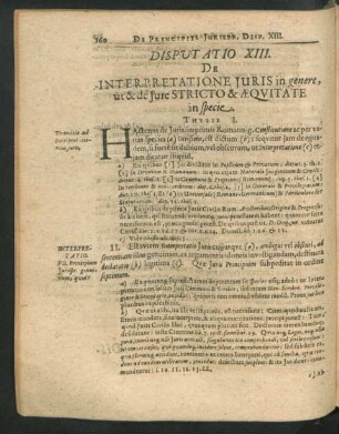 Disputatio XIII. De Interpretatione Iuris in genere, ut & de Iure Stricto & Aequitate in specie.