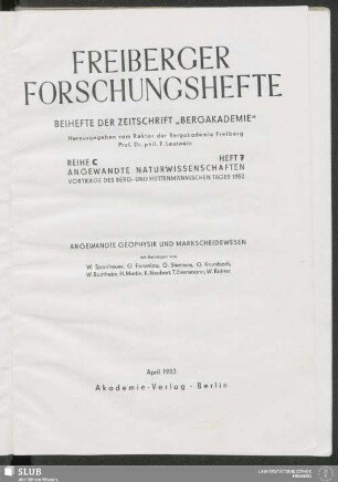 Angewandte Geophysik und Markscheidewesen