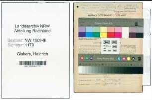 Entnazifizierung Heinrich Gisbers , geb. 25.07.1908 (Geselle)