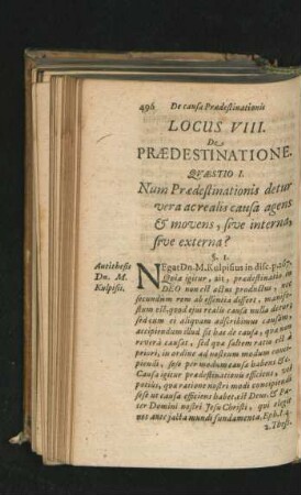 Locus VIII. De Praedestinatione.