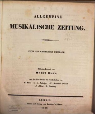 Allgemeine musikalische Zeitung. 42. 1840
