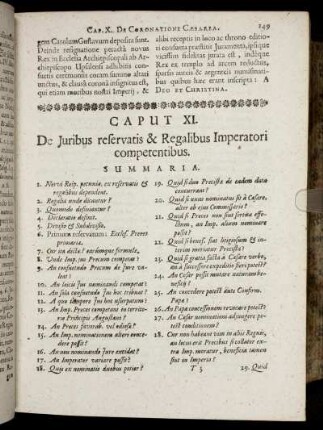 Caput XI. De Juribus reservatis & Regalibus Imperatori competentibus.