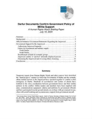 Darfur documents confirm government policy of militia support