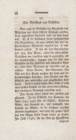 VI. Der Marschall von Richelieu