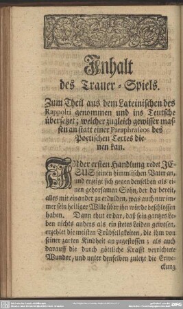 Inhalt des Trauer-Spiels