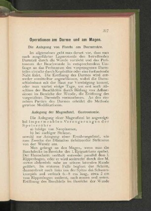 Die Anlegung von Fisteln am Darmtrakte.