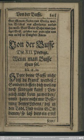Die XII. Predigt. Wenn man Busse thun sol