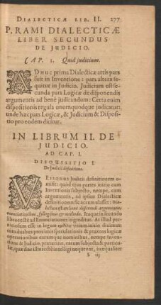 P. Rami Dialecticae Liber Secundus De Iudicio.