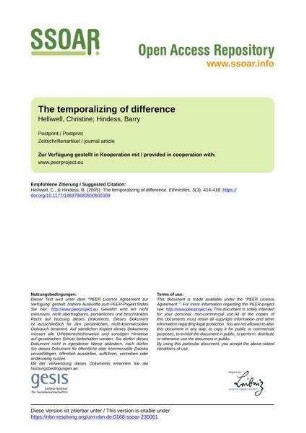 The temporalizing of difference