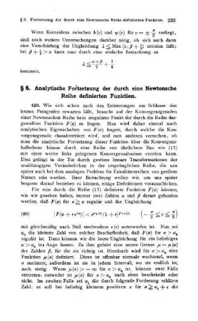 § 6. Analytische Fortsetzung der durch eine Newtonsche Reihe definierten Funktion.