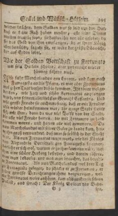 Wie der Soldan Bottschaft zu Fortunato um sein Hütlein schickte ...