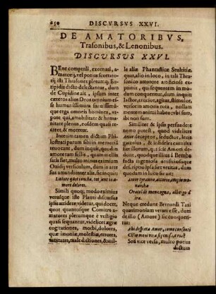 De Amatoribus, Trasonibus, & Lenonibus. Discursus XXVI.