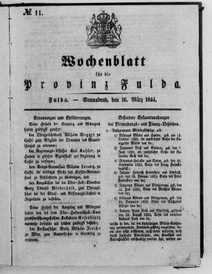 Nr. 11, Ausgabe vom 16. März 1844