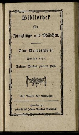 Dritten Bandes zweites Heft. Junius 1787