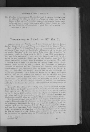 Versammlung zu Lübeck. - 1457 Mrz. 20.