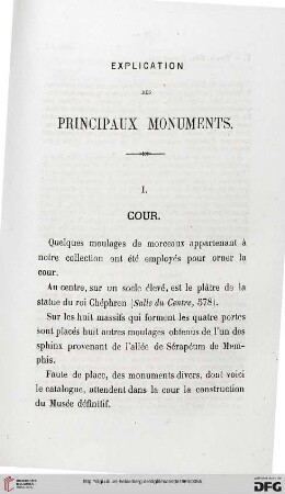 Explication des principaux monuments
