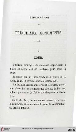 Explication des principaux monuments