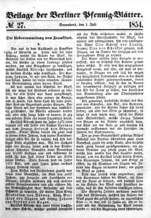 Beilage: No. 27, Sonnabend, den 1. Juli
