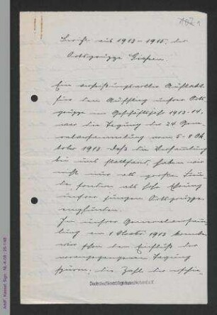 Bericht aus 1913 bis 1915 der Ortsgruppe Gießen