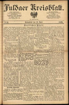 Erste Ausgabe vom Samstag, den 30. April 1898.
