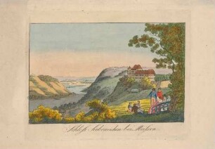 Das Schloss Siebeneichen, am südlichen Elbhang in Meißen im Stadtteil Siebeneichen, Blick in südöstliche Richtung