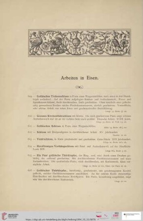Arbeiten in Eisen (Nr. 609 - 868)