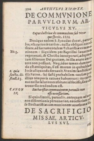 De Communione Parvulorum, Articulus XV.