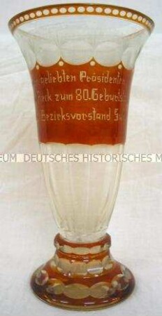 Kristallvase des FDGB Suhl zum 80. Geburtstag von Wilhelm Pieck