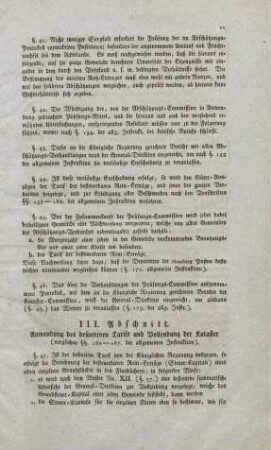III. Abschnitt. Anwendung des definitiven Tarifs und Vollendung der Kataster ...