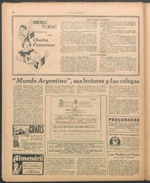 "Mundo Argentino", sus lectores y los colegas