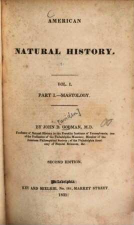 American natural history, 1. Mastology