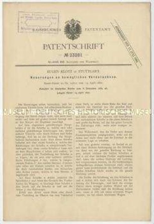 Patentschrift über Neuerungen an beweglichen Vorderachsen, Patent-Nr. 23281