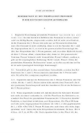 Bemerkungen zu den persönlichen Pronomen in der deutschen Gegenwartssprache