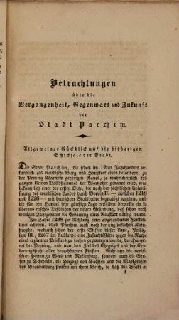 Betrachtungen über die Vergangenheit, Gegenwart und Zukunft der Stadt Parchim