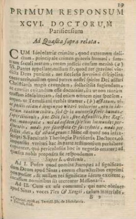 Primum responsum XCVI. Doctorum Parisiensium