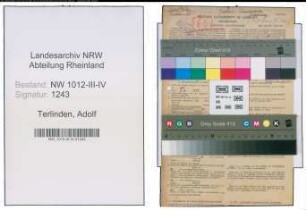 Entnazifizierung Adolf Terlinden , geb. 31.08.1888 (Gastwirt)