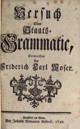 Versuch Einer Staats-Grammatic