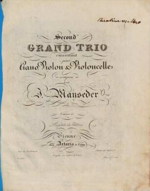 Second grand trio concertant : pour piano, violon & violoncelle ; oeuvre 52