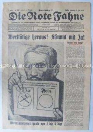 Illustrierte Ausgabe der Tageszeitung der KPD "Die Rote Fahne" zum Volksentscheid über die Fürstenenteignung