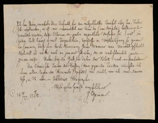 Brief von Jacob Grimm an Arnold H. L. Heeren