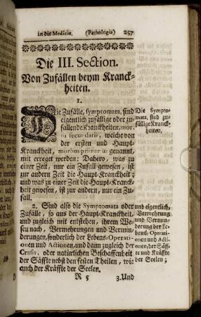 Die III. Section. Von Zufällen beym Kranckheiten.