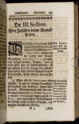 Die III. Section. Von Zufällen beym Kranckheiten.