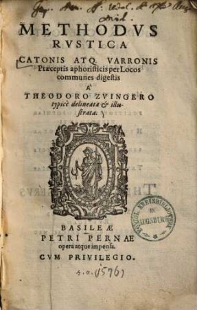 Methodus rustica Catonis atque Varronis : praeceptis aphoristicis per locos communes digestis