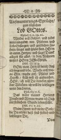Aufmunterungs-Sprüche/ zum täglichen Lob Gottes.